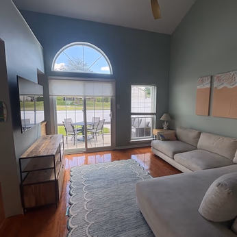 living room with sliding door