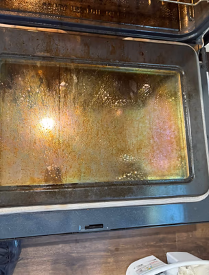 dirty stove window